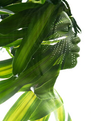 a creative profile portrait in double exposure