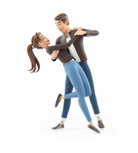 3d Cartoon Man Dancing With Woman