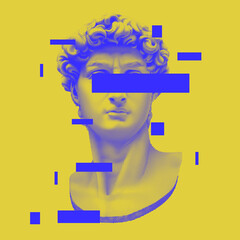Wall Mural - vector michelangelo's david bust. aesthetic contemporary art collage. vaporwave style poster concept