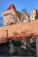 Wall Mural - Medieval defensive wall and stone stairs at the royal castle