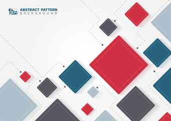 Fototapete - Abstract business tech square design of communication template. New style of colors tones style artwork background. illustration vector