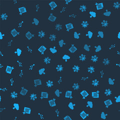 Sticker - Set Add new file, Sun and snowflake, Cloud download and USB on seamless pattern. Vector.