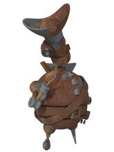 3d Illustration Of An Old Rusty Toon Robot