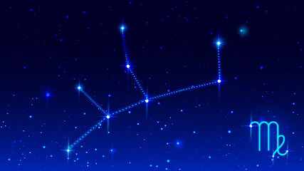 Wall Mural - virgo constellation in night starry sky. virgo zodiac sign horoscope