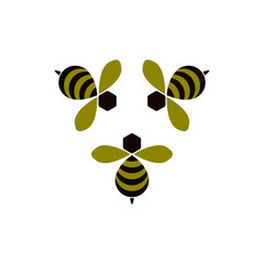 Sticker - Triple Bee logo design vector