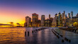 Sunset at the Old Pier 1 in Brooklyn, New York City, New York.
