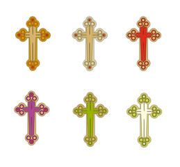 SYMBOLS OF THE CATHOLIC CHURCH, WITH CROSSES DECORATED FOR SACRED DRESSES