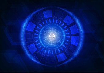 Poster - abstract blue interface design of network digital style template. hexagonal pattern design artwork b