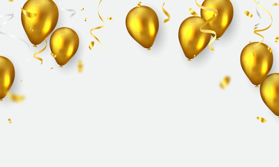 Celebration party banner with Gold balloons background. Sale Vector illustration.