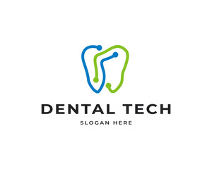 Aufkleber - Dental tech vector logo design. Creative technology logo icon