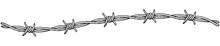 Barbed Wire Border, Wavy. Clip-art Illustration Of A Barbed Wire Border On A White Background.