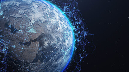 Wall Mural - a networking concept. global digital connections. elements of this image furnished by nasa. 3d illus