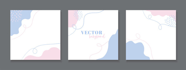 Wall Mural - abstract minimal backgrounds for instagram, social media posts. set of vector square templates with 