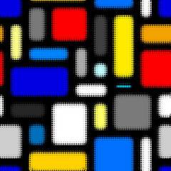 Leinwandbilder - Mondrian style design pattern. Seamless vector geometric pattern.