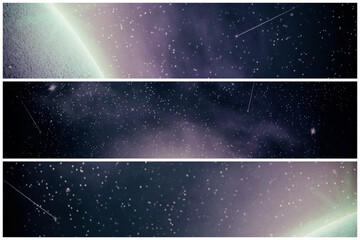 Wall Mural - Abstract, beautiful, space background. Stars, nebulae, and a planet in space. Different variants.
