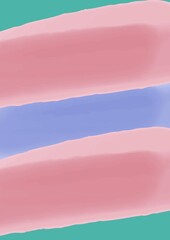 Poster - Composition of pale pink and blue painterly striped background