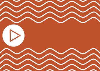 Poster - White waving lines on top and bottom with copy space and play button on orange in the middle