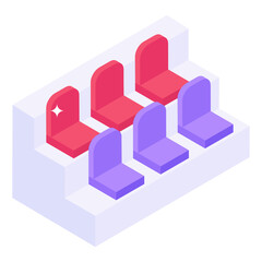 Poster - 
Fitness bench icon of isometric style, gym equipment 

