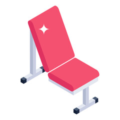 Sticker - 
Fitness bench icon of isometric style, gym equipment 

