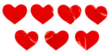 Red Heart Shape Sticker Set Isolated On White Background