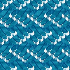 Wall Mural - Stylized sea waves seamless pattern