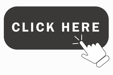 Poster - Click here button with hand pointer clicking. Click here web button. Isolated website buy or register bar icon with hand finger clicking cursor – vector