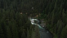 Aerial Shot Of Small Gold Rush Down In Sierra Mountains - Downieville