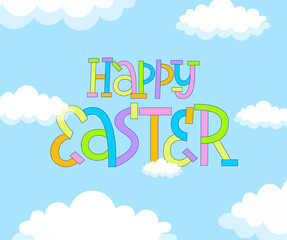 Wall Mural - Happy Easter cute doodle spring lettering design