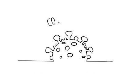 Wall Mural - Self drawing animation of coronavirus sign and word. Copy space.