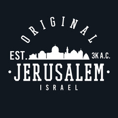 Poster - Jerusalem, Israel Skyline Original. A Logotype Sports College and University Style. Illustration Design.