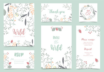 Collection of natural background set with leaf,flower.Editable vector illustration for website, invitation,postcard and poster