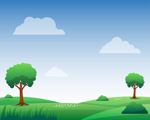 Wall Mural - Nature landscape vector illustration with cartoon style.