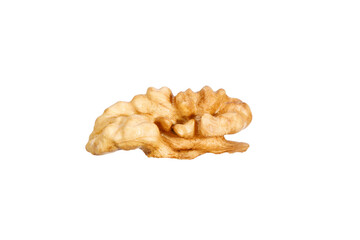 Poster - slice of peeled walnut isolated on white background