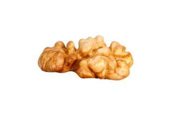 Poster - slice of peeled walnut isolated on white background