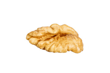 Poster - slice of peeled walnut isolated on white background