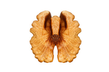 Poster - half peeled walnut isolated on white background
