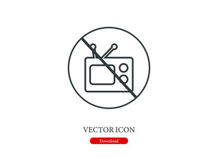 Poster - No tv vector icon.  Editable stroke. Linear style sign for use on web design and mobile apps, logo. Symbol illustration. Pixel vector graphics - Vector