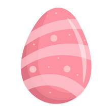 Pink Easter Egg Isolated On White Background Close-up. Spring Decor. Egg Hunt