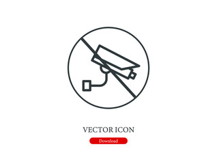 Poster - No cctv vector icon.  Editable stroke. Linear style sign for use on web design and mobile apps, logo. Symbol illustration. Pixel vector graphics - Vector