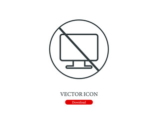 Poster - No computer vector icon.  Editable stroke. Linear style sign for use on web design and mobile apps, logo. Symbol illustration. Pixel vector graphics - Vector