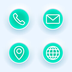 Aufkleber - Neumorphic business card icons set, phone, email, location, website