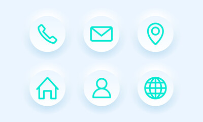 Aufkleber - Neumorphic business card icons set, phone, email, location, website
