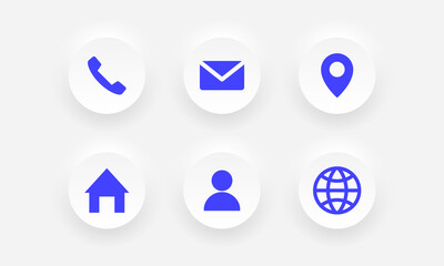 Aufkleber - Neumorphic business card icons set, phone, email, location, website