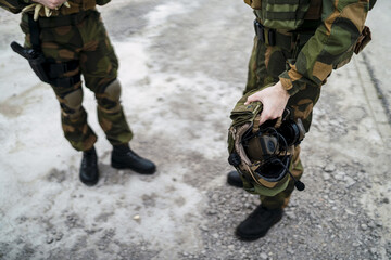 Special force soldiers standing outdoors during a mission