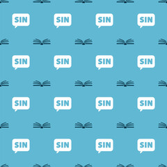 Poster - Set Open book and Mathematics function sine on seamless pattern. Vector.