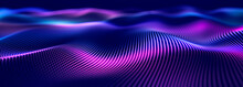 Digital Technology Background. Dynamic Wave Of Glowing Points. Futuristic Background For Presentation Design. 3d