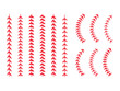 The red stitch or stitching of the baseball Isolated on white background.