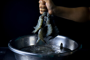 Fresh shrimp cooking. Suitable for advertising.