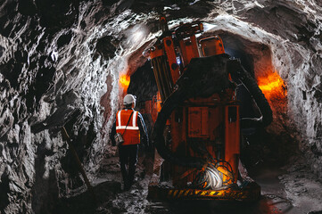 Wall Mural - gold mining tunnel equipment bore drilling mine