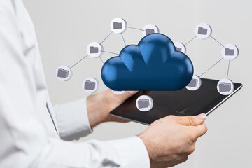 cloud technology. integrated digital web concept background